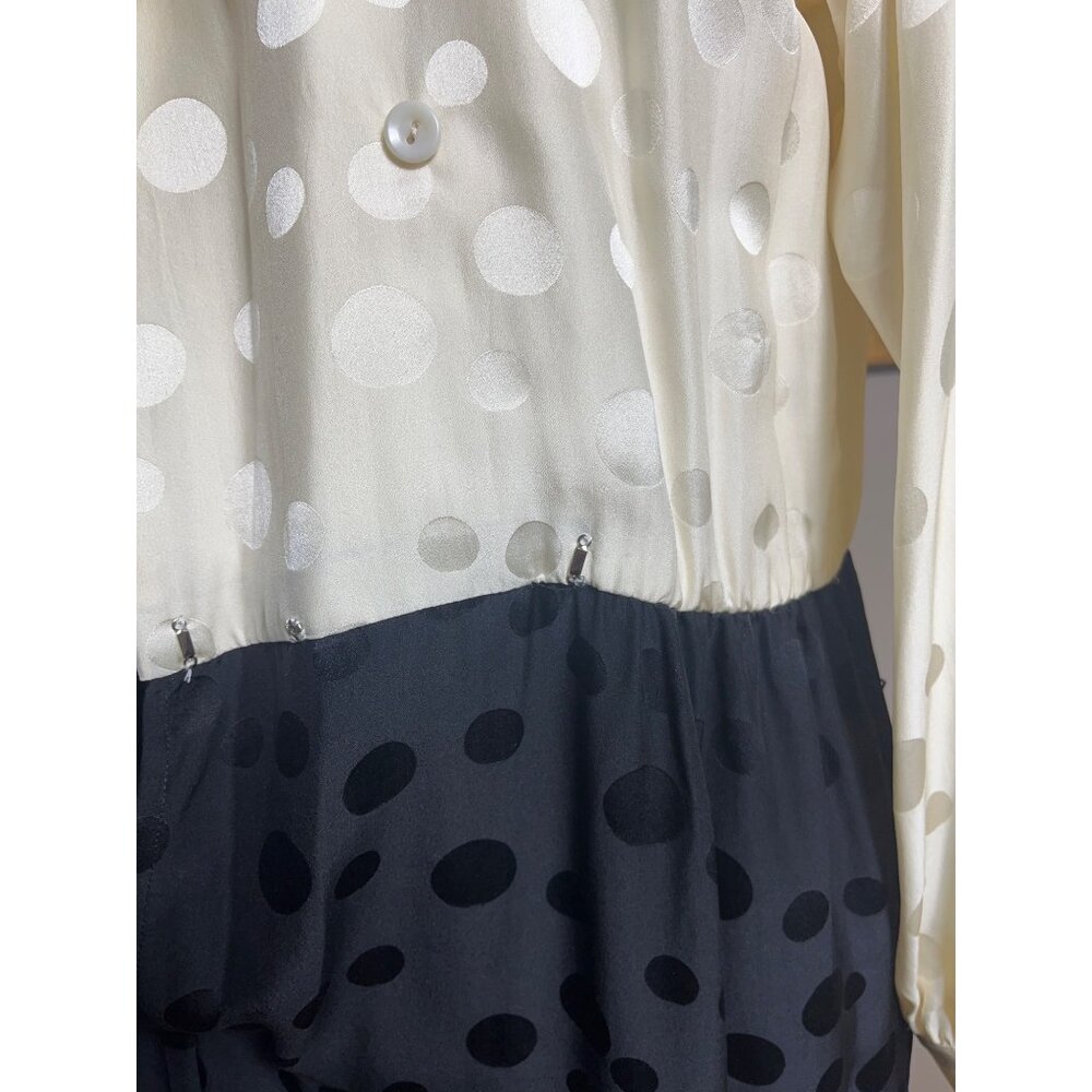 Liz Claiborne Silk Dress 80s Blouson Shirtdress Midi Preppy Career Luxury Wom 4 - Picture 9 of 10